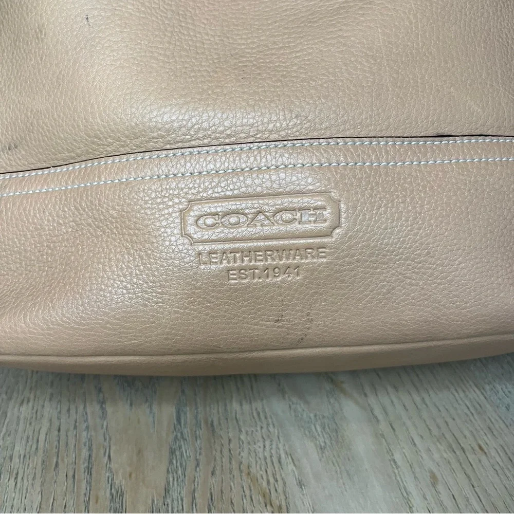 Vintage Coach Slouchy Pebbled Leather Hobo Y2K Shoulder Bag Tan - Picture 6 of 14